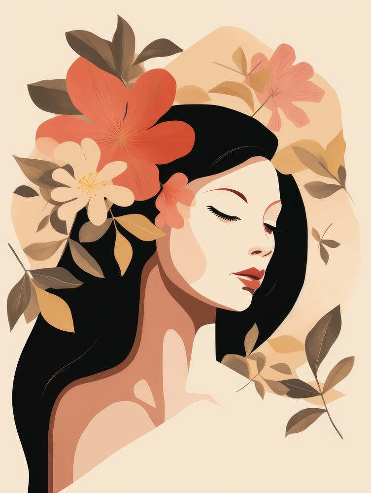 Portrait Of A Woman With Flowers