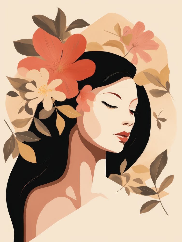 Portrait Of A Woman With Flowers