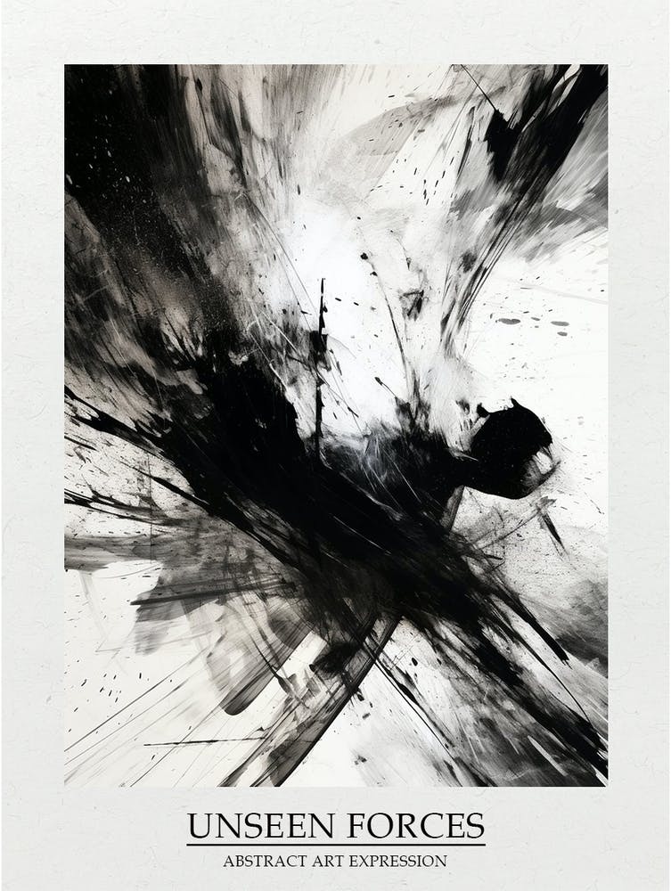 Unseen Forces Abstract Black And White 6 Affiche