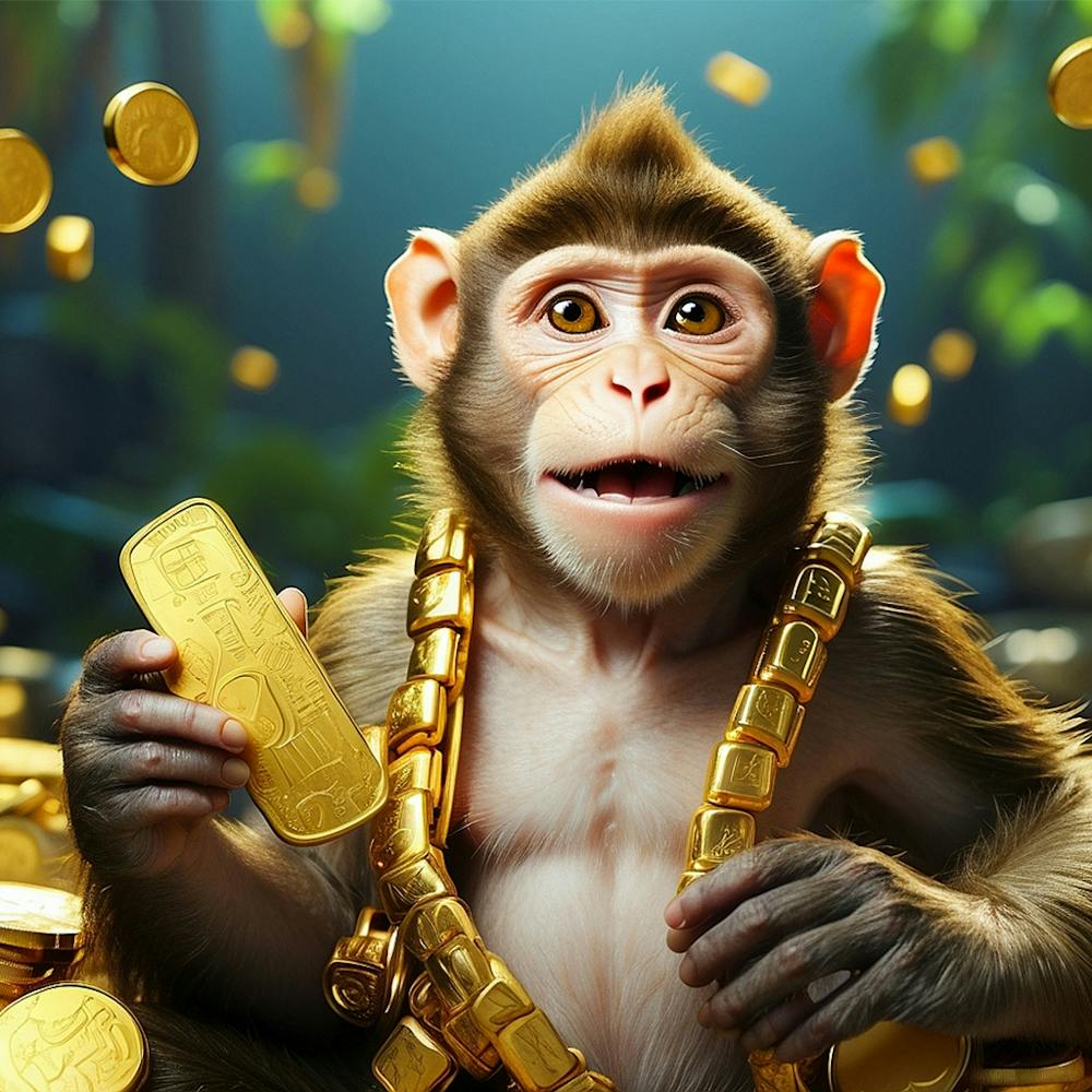 Cute Monkey With Gold Coins