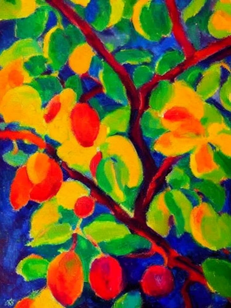 Acai 2 Fruit Vibrant Matisse Inspired Painting Fruit