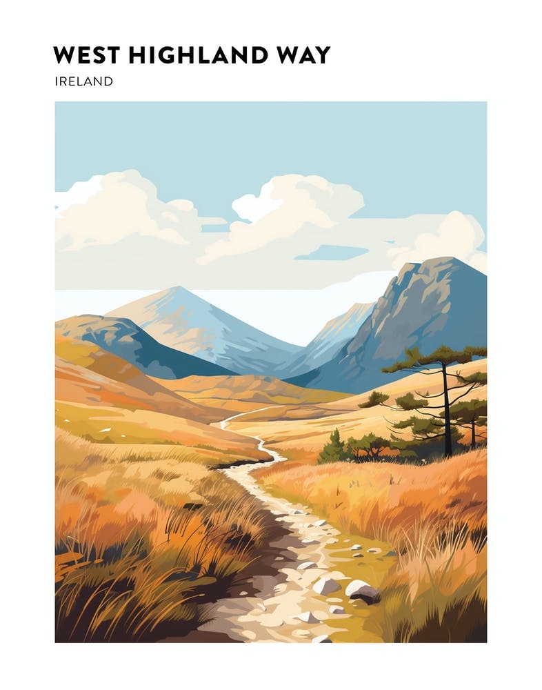 West Highland Way Ireland 5 Hiking Trail Landscape Poster