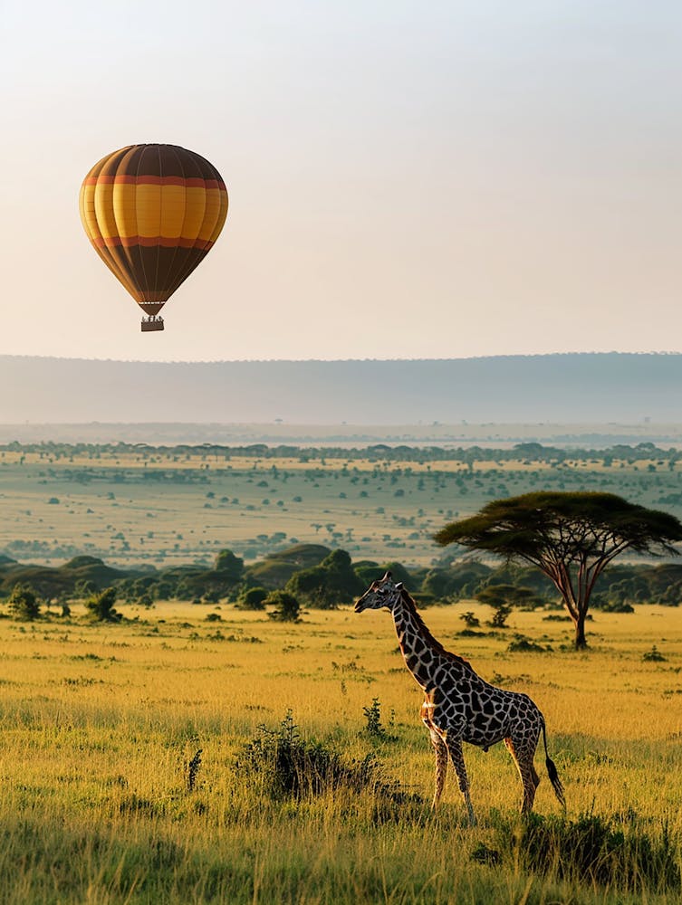 Giraffe And Hot Air Balloon