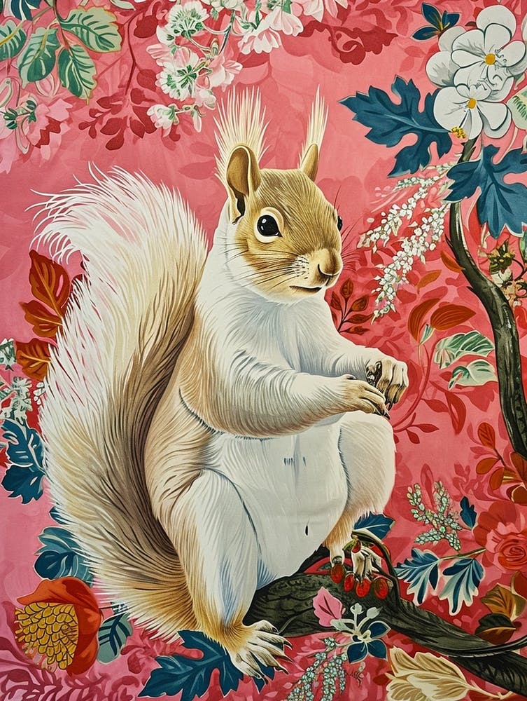 Floral Animal Painting Squirrel 1