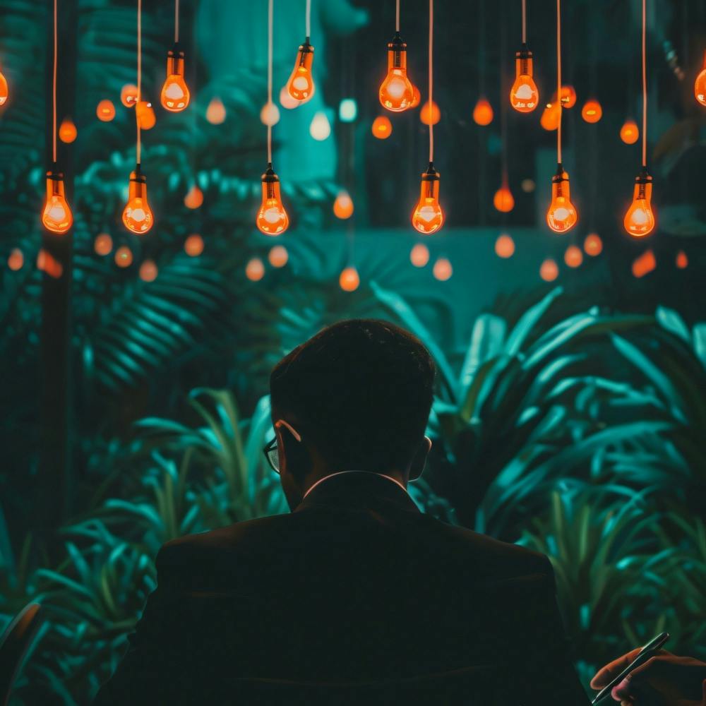 Homme Assis À Une Table