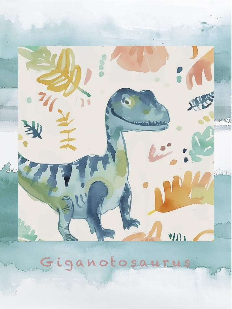 Cute Muted Pastels Giganotosaurus Dinosaur 2 Poster