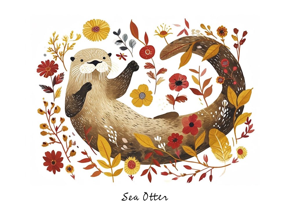 Little Floral Sea Otter 1 Poster