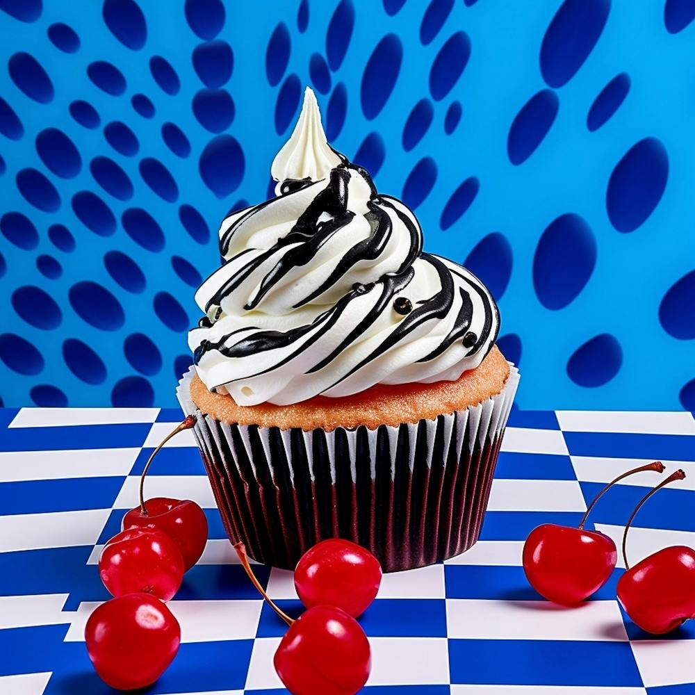 Cupcake Blue Checkerboard 2