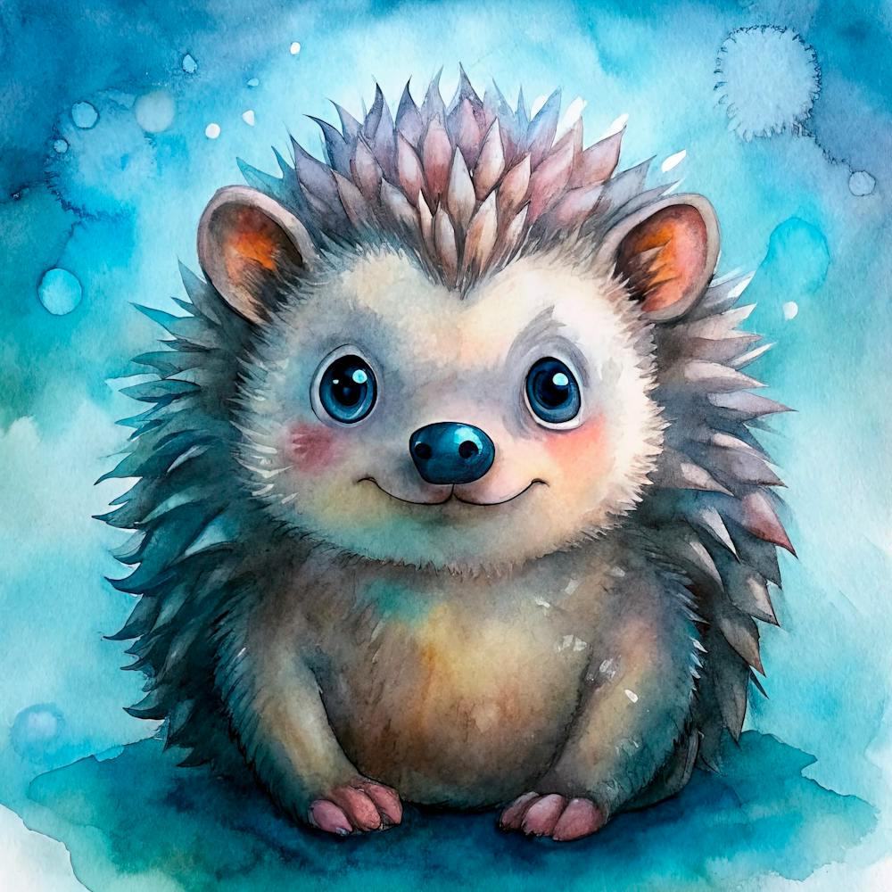 Hedgehog Watercolor Painting