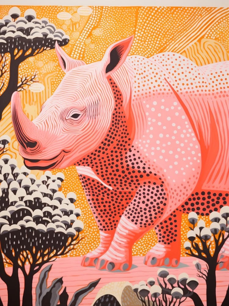 Polka Dot Rhino In The Trees