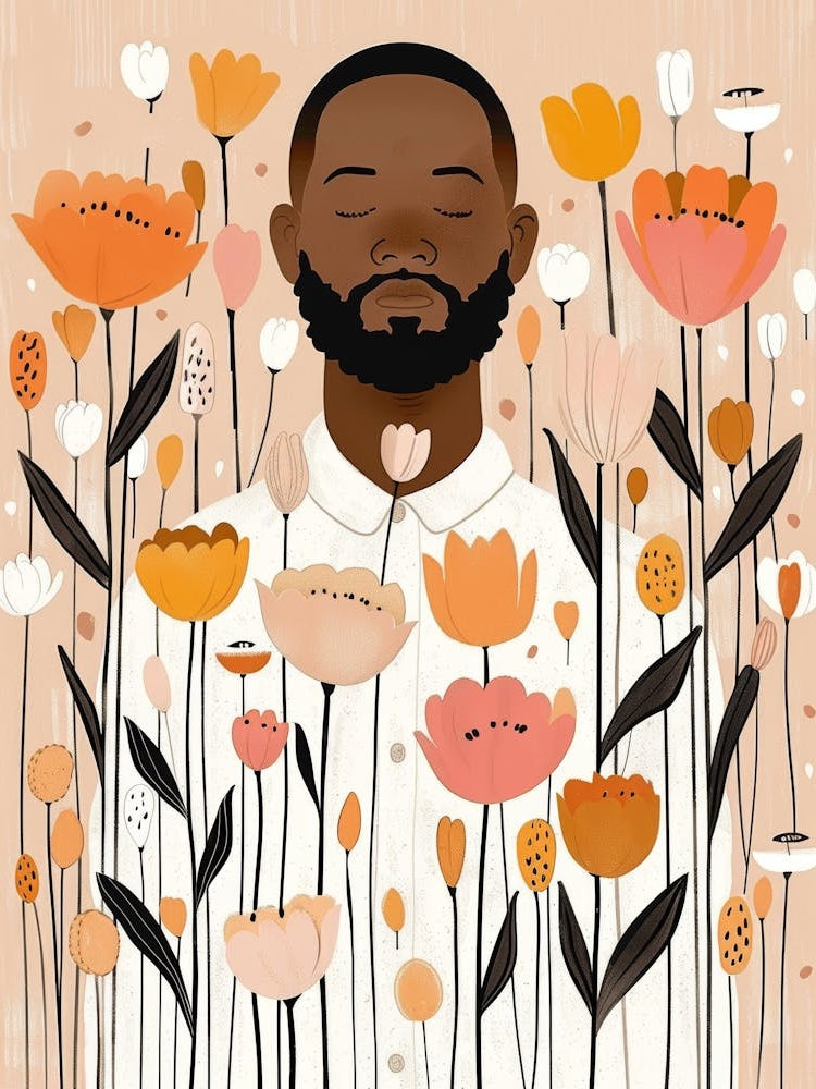 Black Man In Flowers