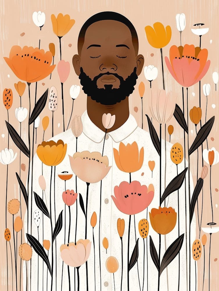 Black Man In Flowers