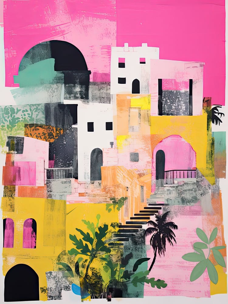 Amalfi Coast In Risograph Style 4
