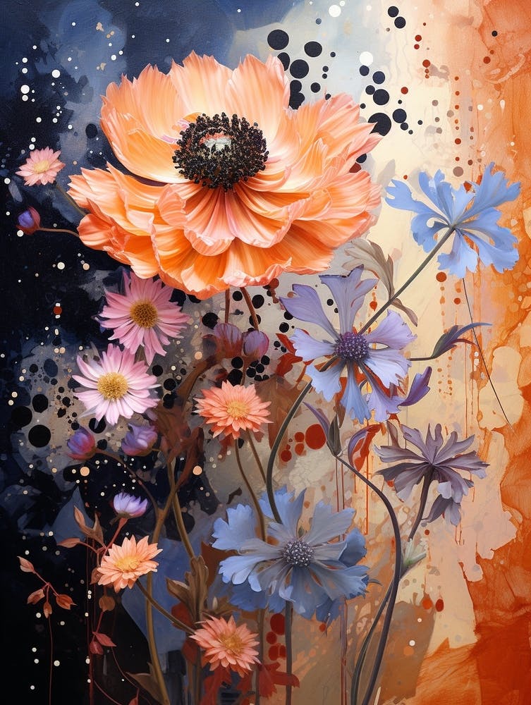 Surreal Florals Cornflower 1 Flower Painting