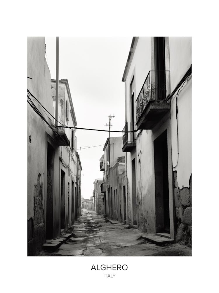Poster Of Alghero, Italy, Black And White Photo 1
