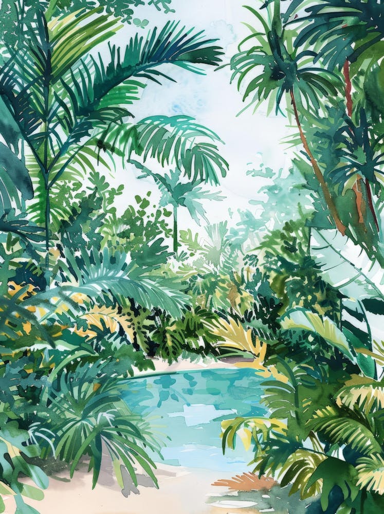 Tropical Jungle Watercolor Painting