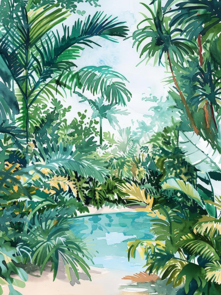 Tropical Jungle Watercolor Painting