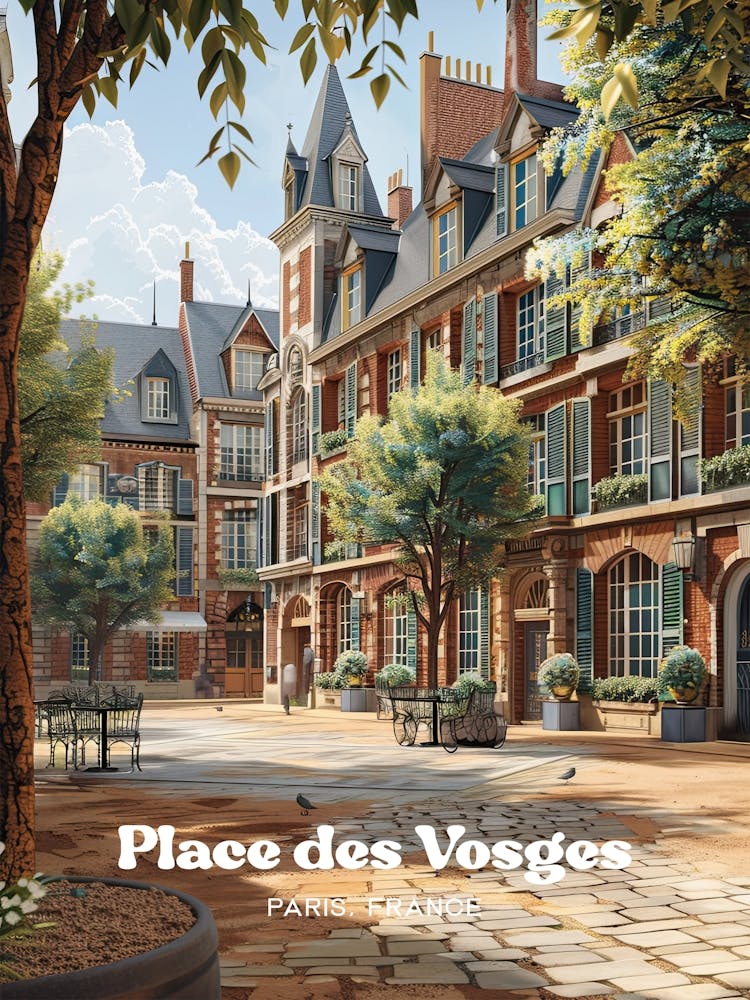 Place Des Vosges Place Royale Travel Illustration