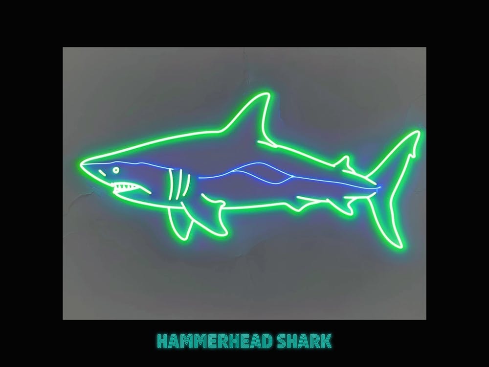 Requin Marteau Festonné Vert Néon 1 Affiche