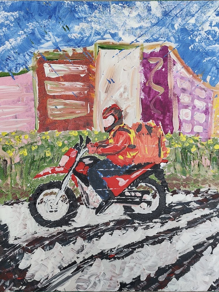 Delivery Man On Motorcycle
