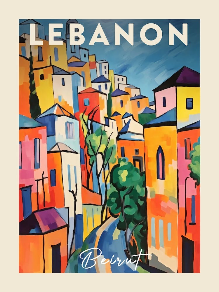 Beirut Lebanon 3 Fauvist Painting  Travel Poster