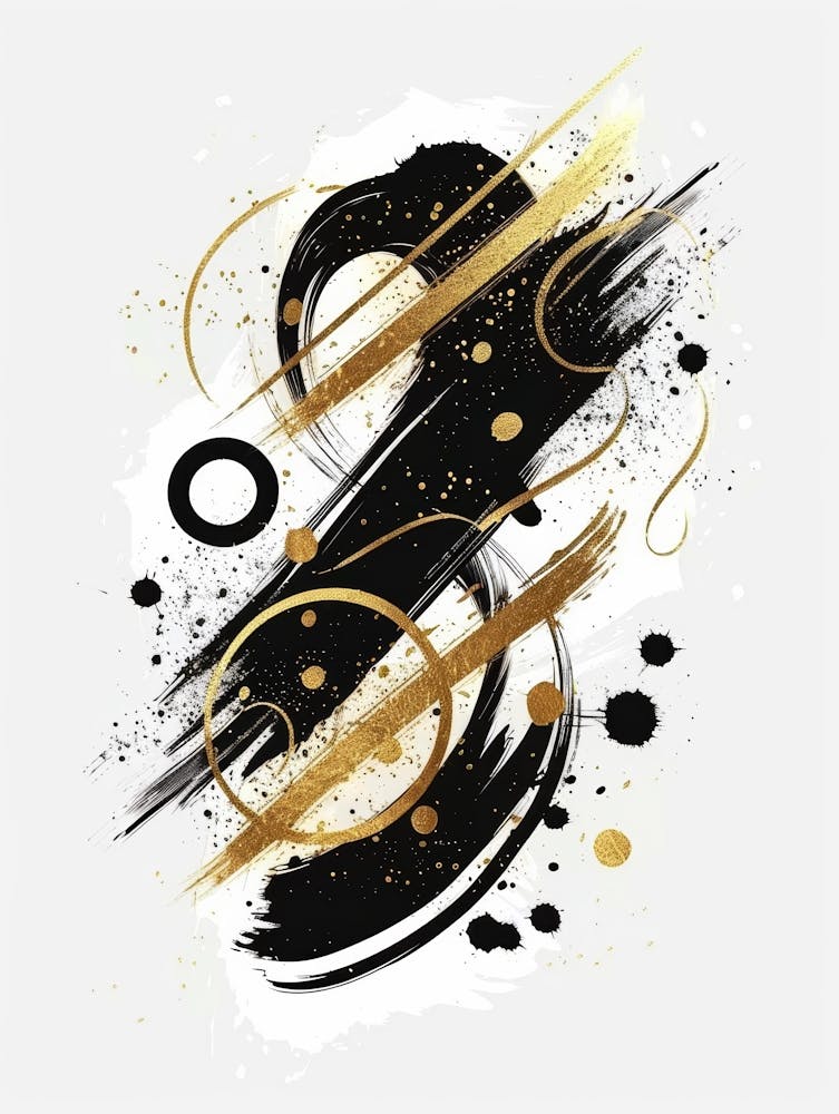 Gold And Black Abstract Painting 53