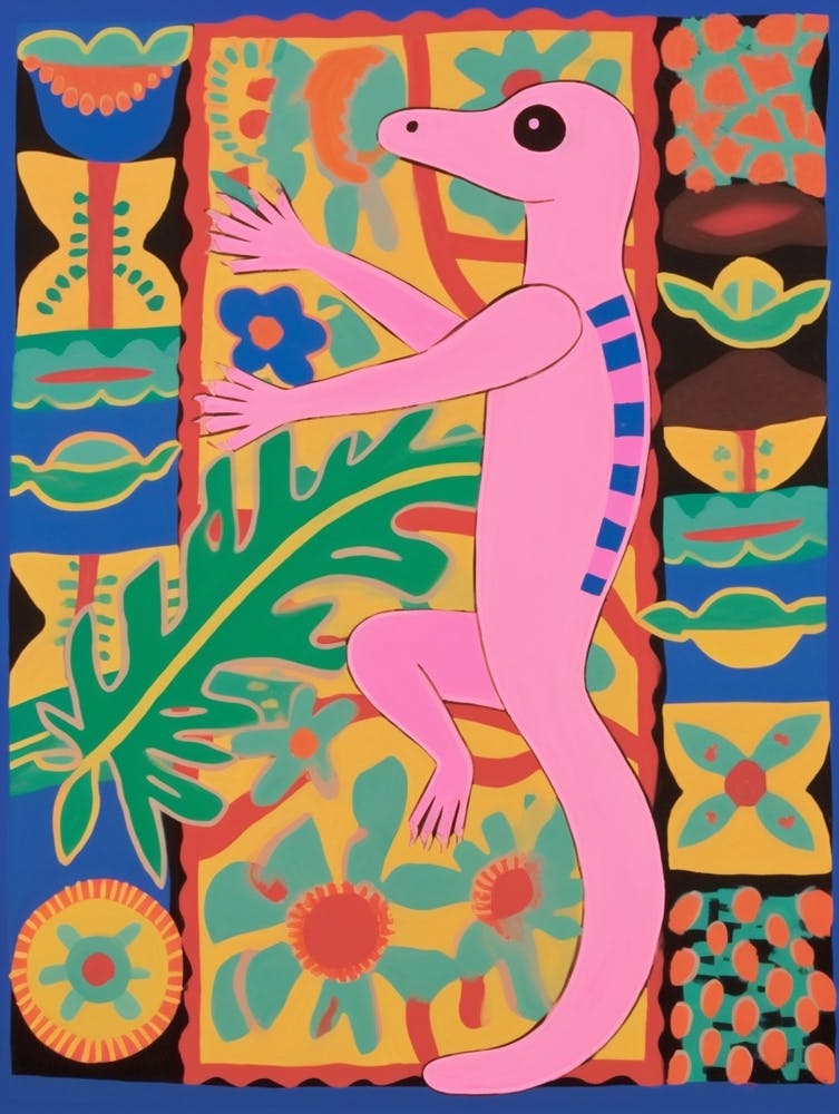 Maximalist Animal Painting Gecko