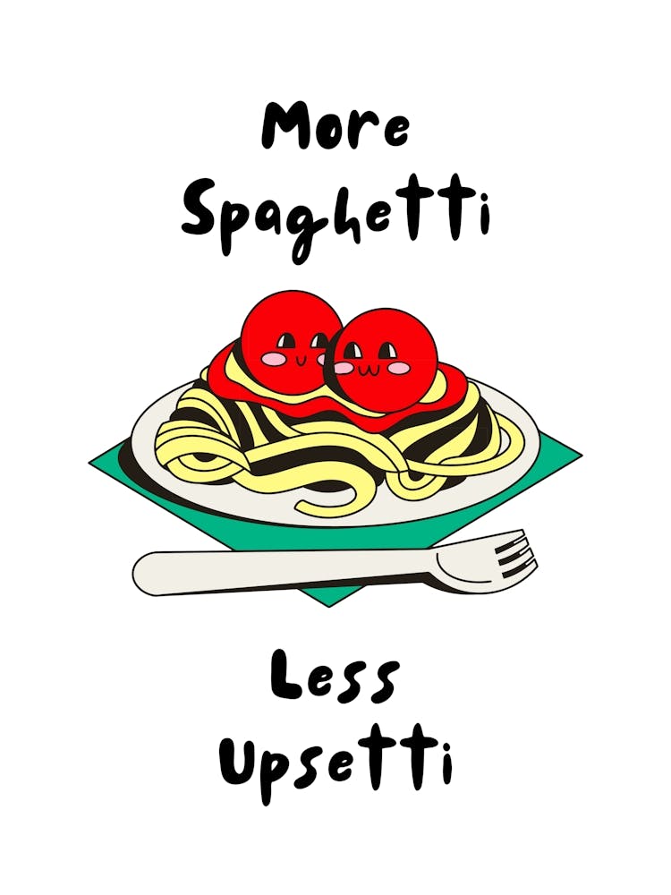 More Spaghetti Less Upsetti Red & Green Print