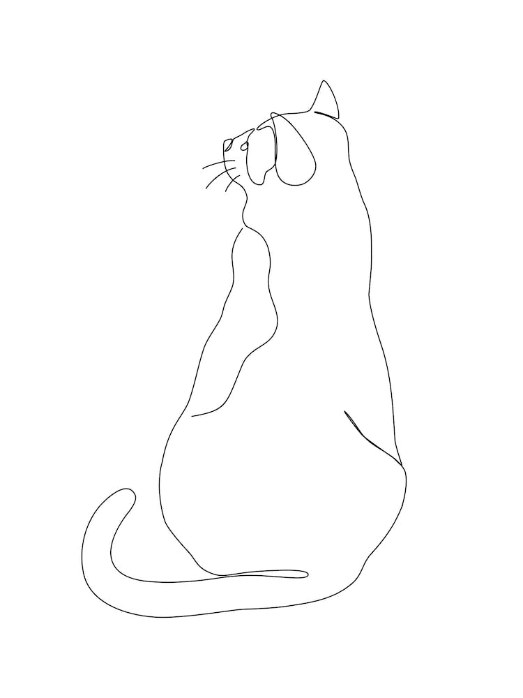 Cat One line drawing 1