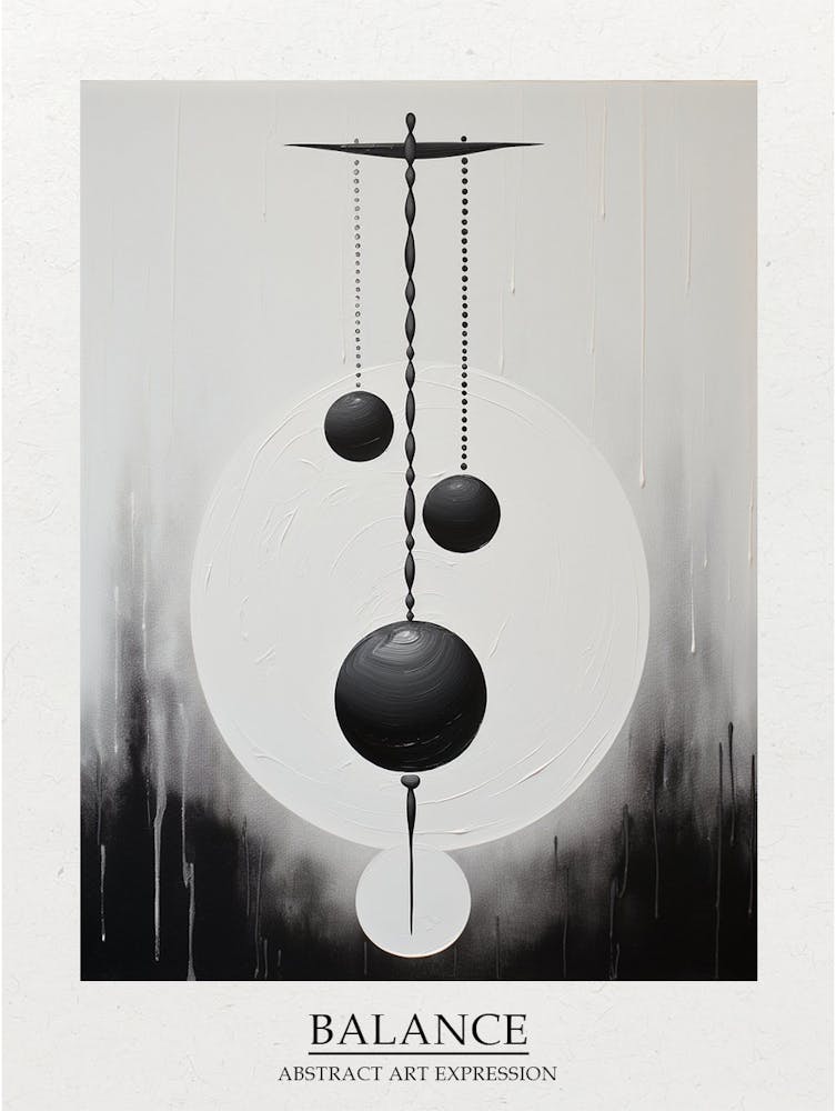 Équilibre Abstrait Noir Et Blanc 3 Affiche