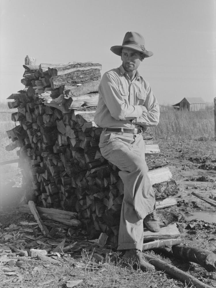 Farmer Stehend Am Holz Kiefer, Transylvania Project, Louisiana Von Russell Lee