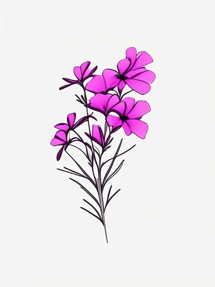 Phlox Floral Minimal Line Drawing 2 Flower