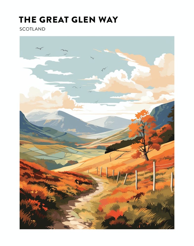 The Great Glen Way Scotland 3 Hiking Trail Landscape Poster