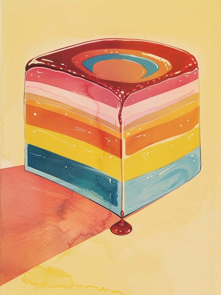 Rainbow Jelly Slice Vintage Advertisement Illustration 4