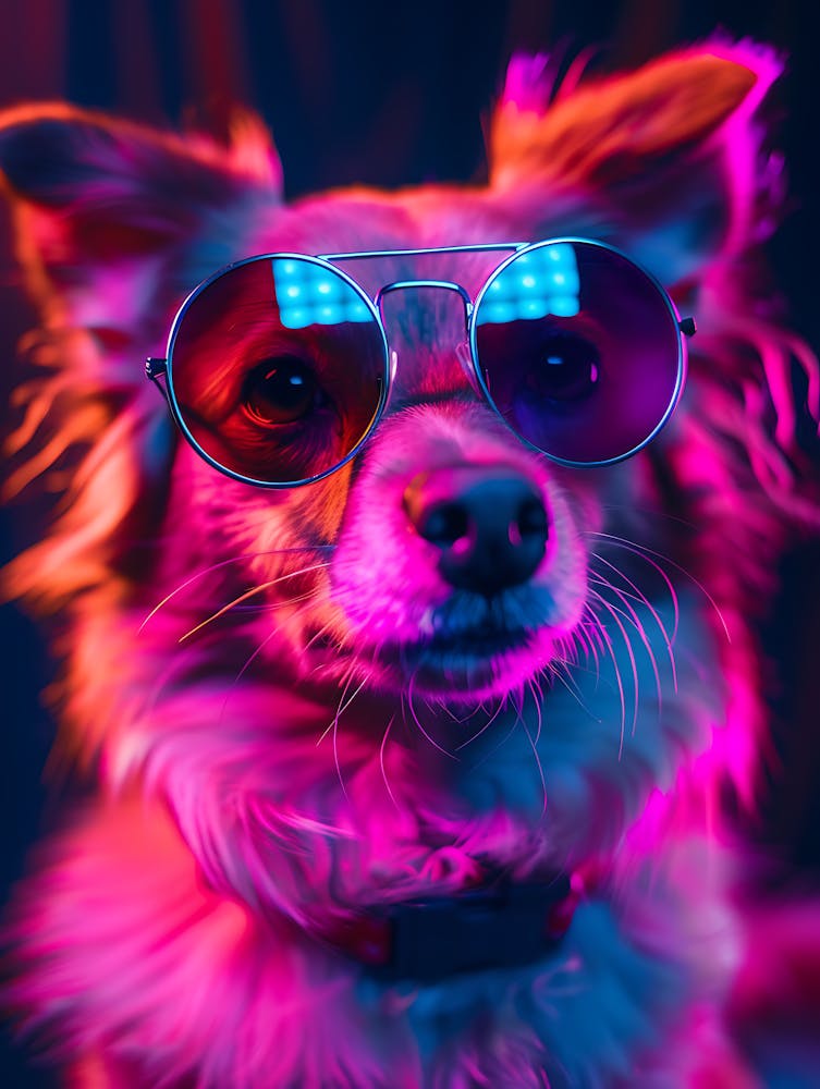 Beautiful Dog Under Neon Lights 21