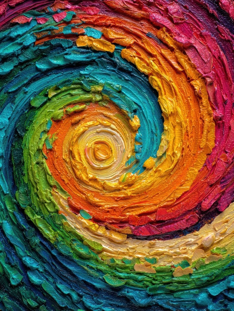 Rainbow Swirl Abstract Painting