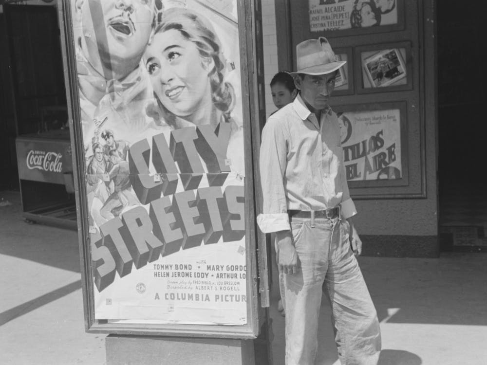 Mexican Man In Front Of Movie Theater, San Antonio, Texas By Russell Lee