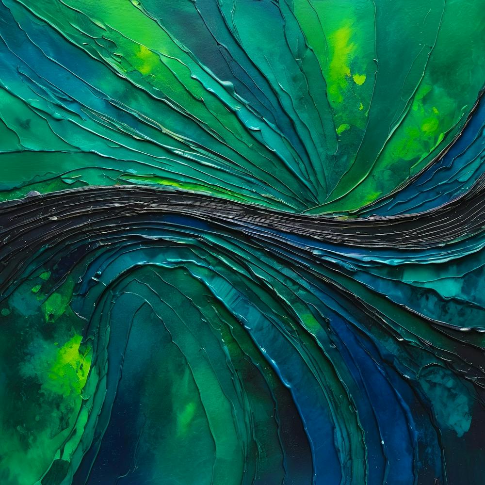 Abstract Painting Green and Blue Color 5