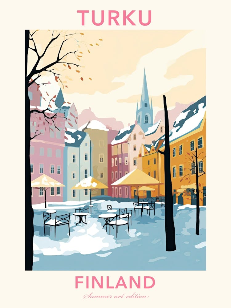 Turku, Finland, Flat Pastels Tones Illustration 4 Poster