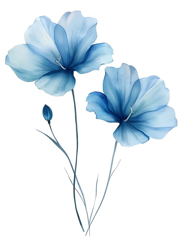 Whimsical Blue Bloom Stalks