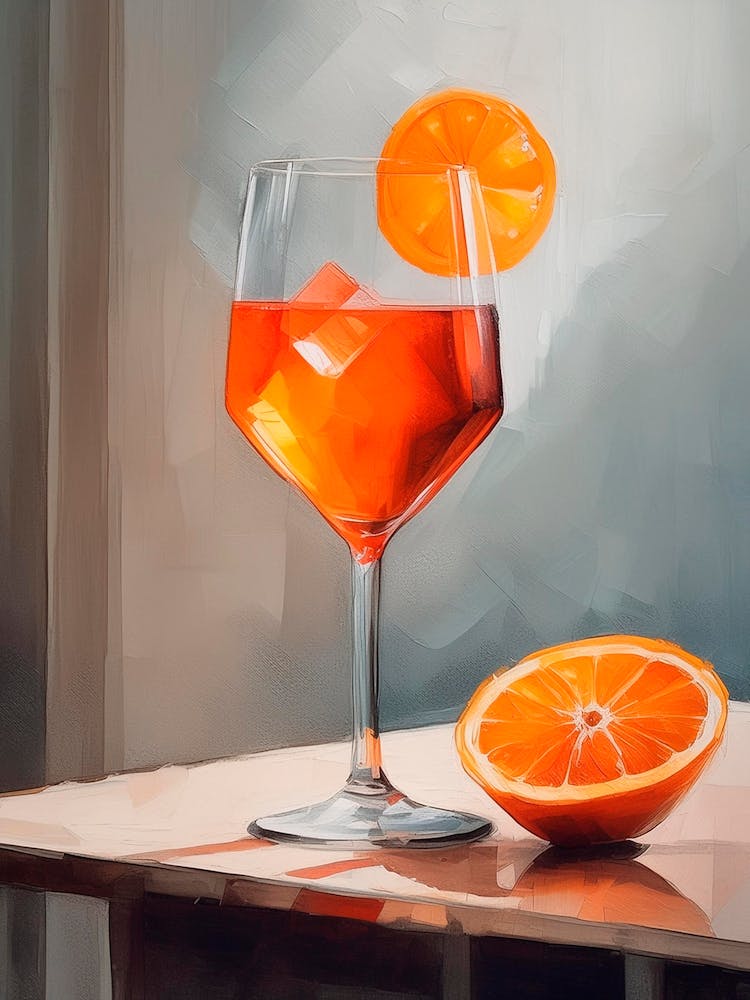 Aperol Spritz Cocktail With Orange On The Side