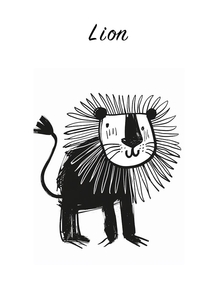 B&W Lion Poster