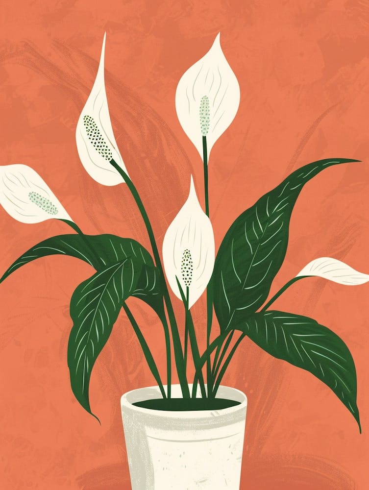Peace Lily Plant Minimalist Illustration 1