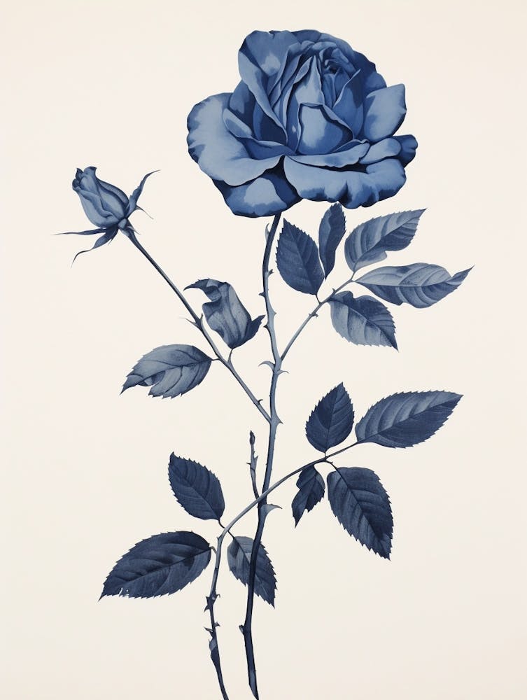 Blue Botanical Rose 1