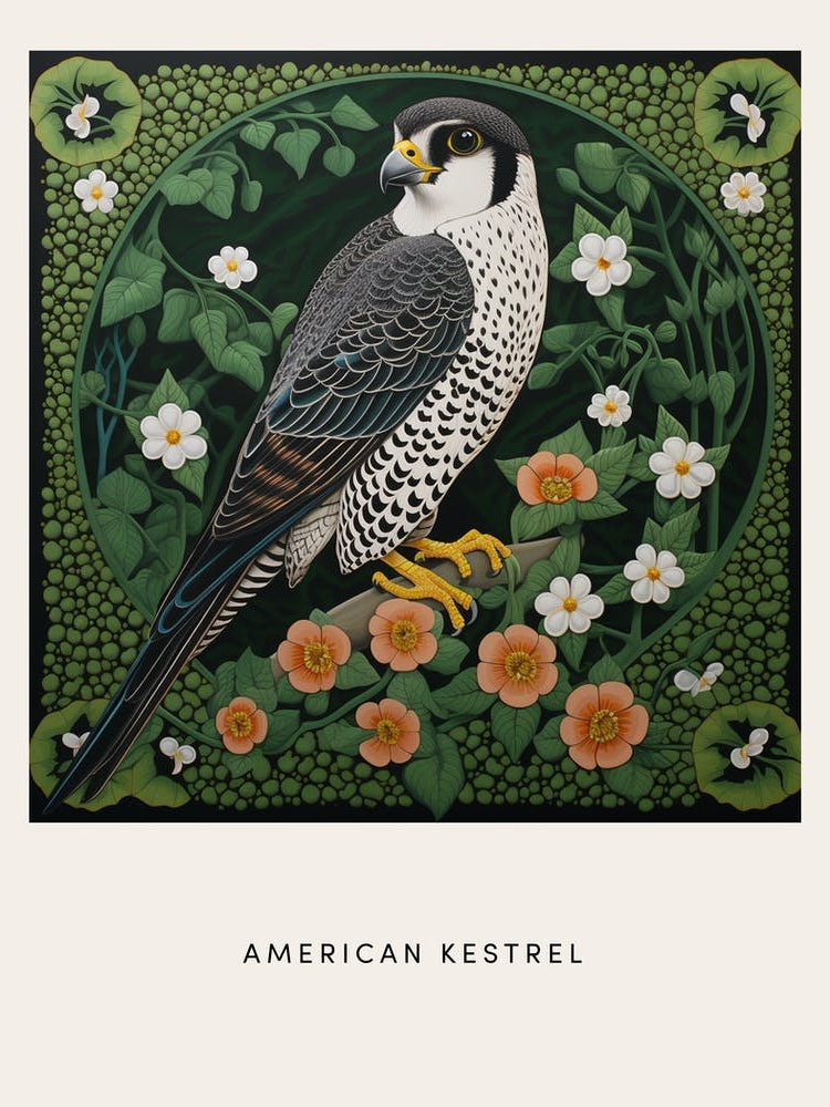 Ohara Koson Inspired Bird Painting American Kestrel 1 Poster