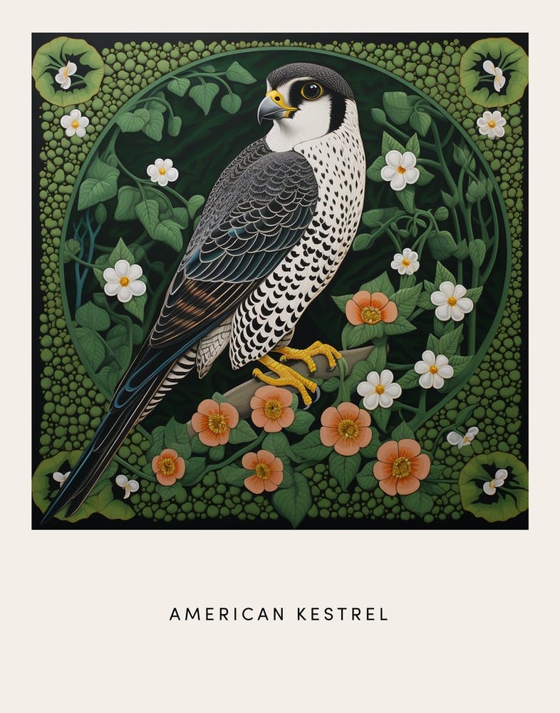 Ohara Koson Inspired Bird Painting American Kestrel 1 Poster