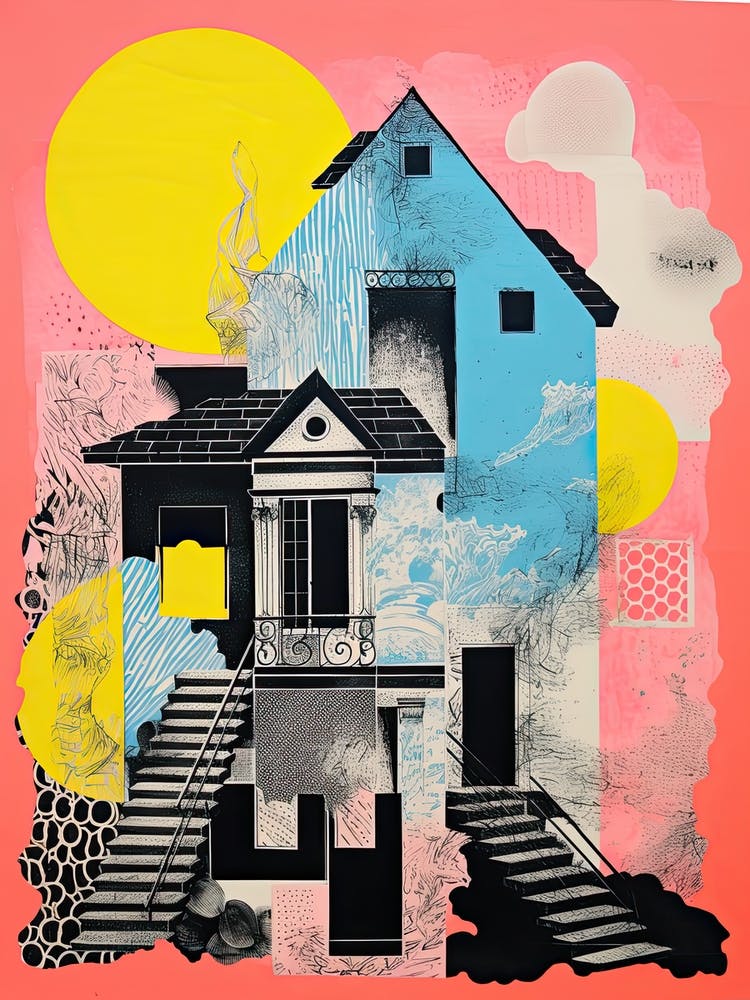 A House In Prague, Abstract Risograph Style 3