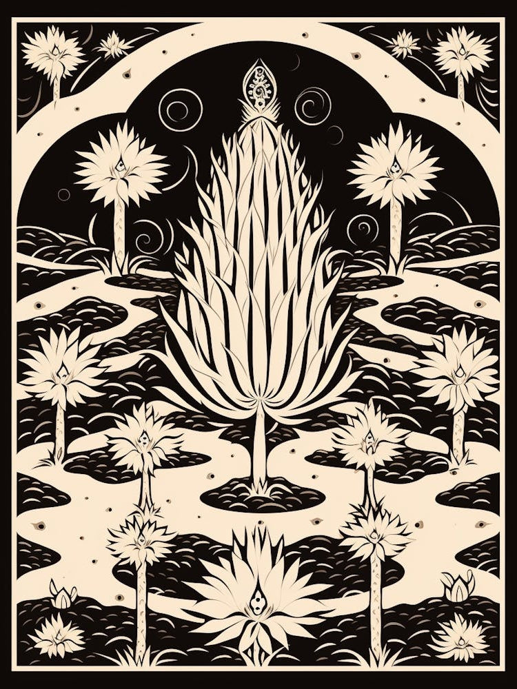 B&W Cactus Illustration Mammillaria Cactus 1