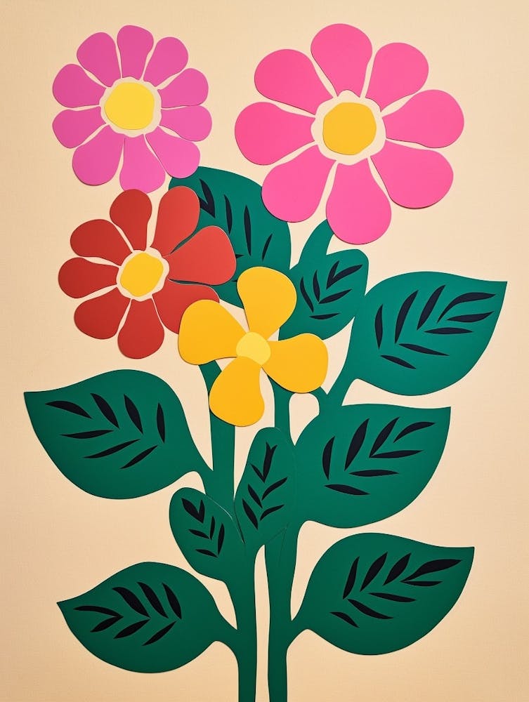 Cut Out Style Flower Art Lantana