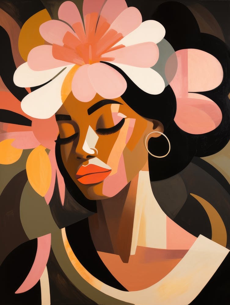 African Woman With Flowers 1